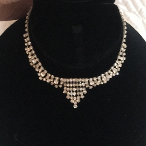 Rhinestone Necklace collar & Earrings Set crystal - Picture 9 of 16